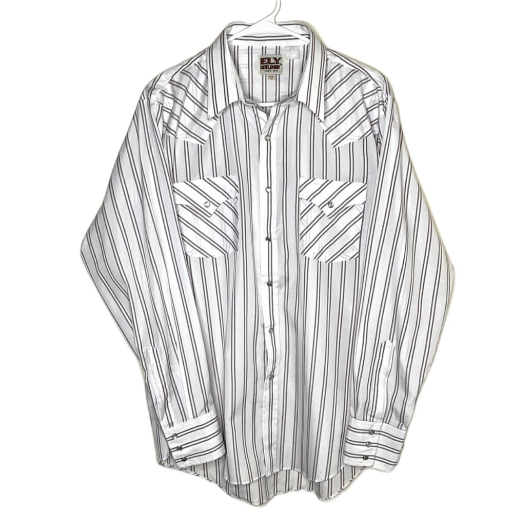 Vintage Ely Cattleman Striped Pearl Snap